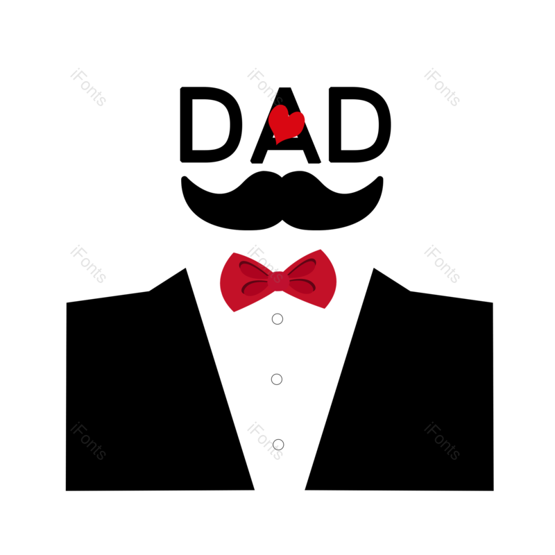 装饰图片,父亲节元素,胡子PNG,领结免抠素材